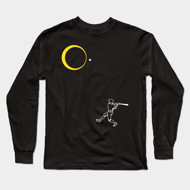 Solar Eclipse 2024 Baseball Player Batting towards the Sun Long Sleeve T-Shirt by Julio Regis